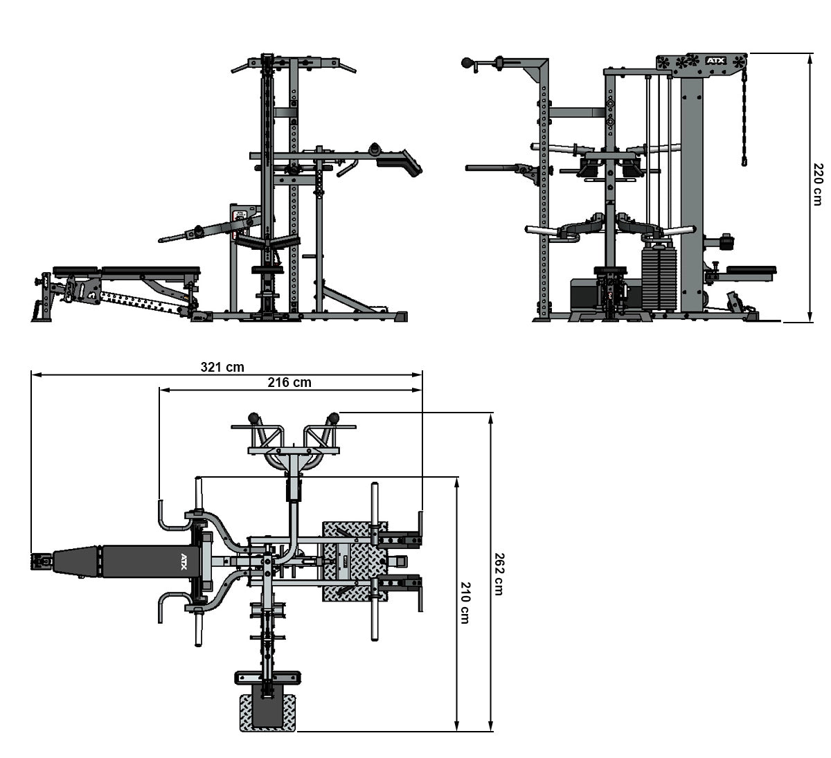 ATX Multiplex Workout Station - Multi Gym - Inklusive 107,5kg Gummi Hantelscheiben - Vorteilspaket