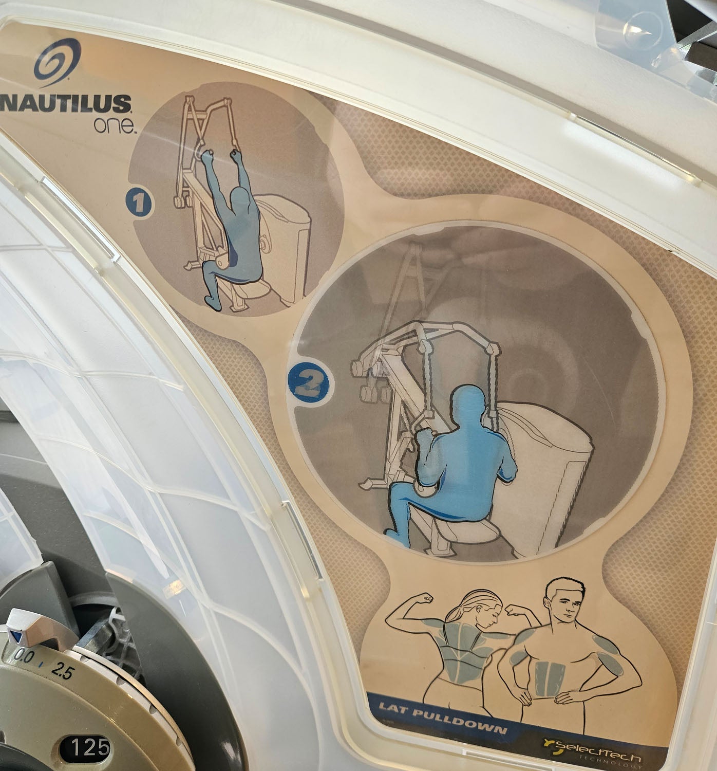 Nautilus ONE Lat Pulldown, lat pulldown from above, model S6LATP, rotating handles, frame color silver, used - refurbished condition