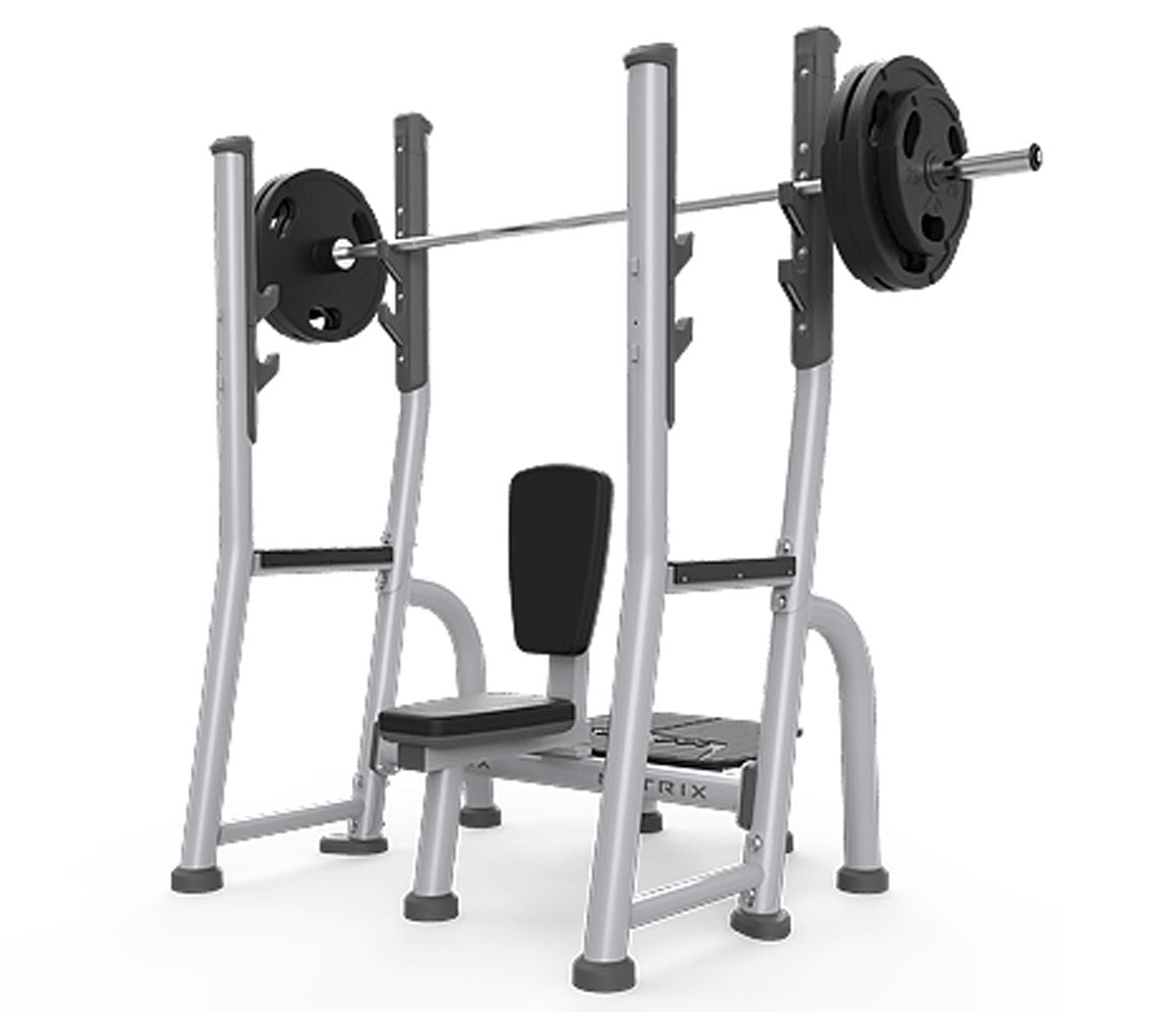 Matrix Schulter-Drückerbank, Magnum Olympic Shoulder Bench MG-A45, Polsterfarbe Schwarz, Rahmenfarbe Silber, gebraucht - überholter Zustand