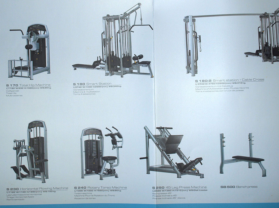Jimsa Smartline-, Proline- und Benchline Gerätepark, 25 Kraftgeräte, Farbe Silber, Ausstellungsstücke