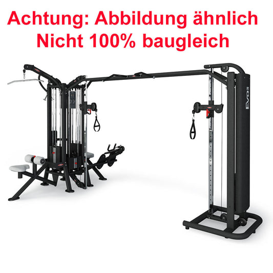 Panatta 5 Stationenturm mit Cable Crossover - Jungle Machine + Cable Station with Connection Bar - 5 Stack Multi Funktionsturm, Rahmenfarbe Silber, gebraucht - geprüfter Zustand