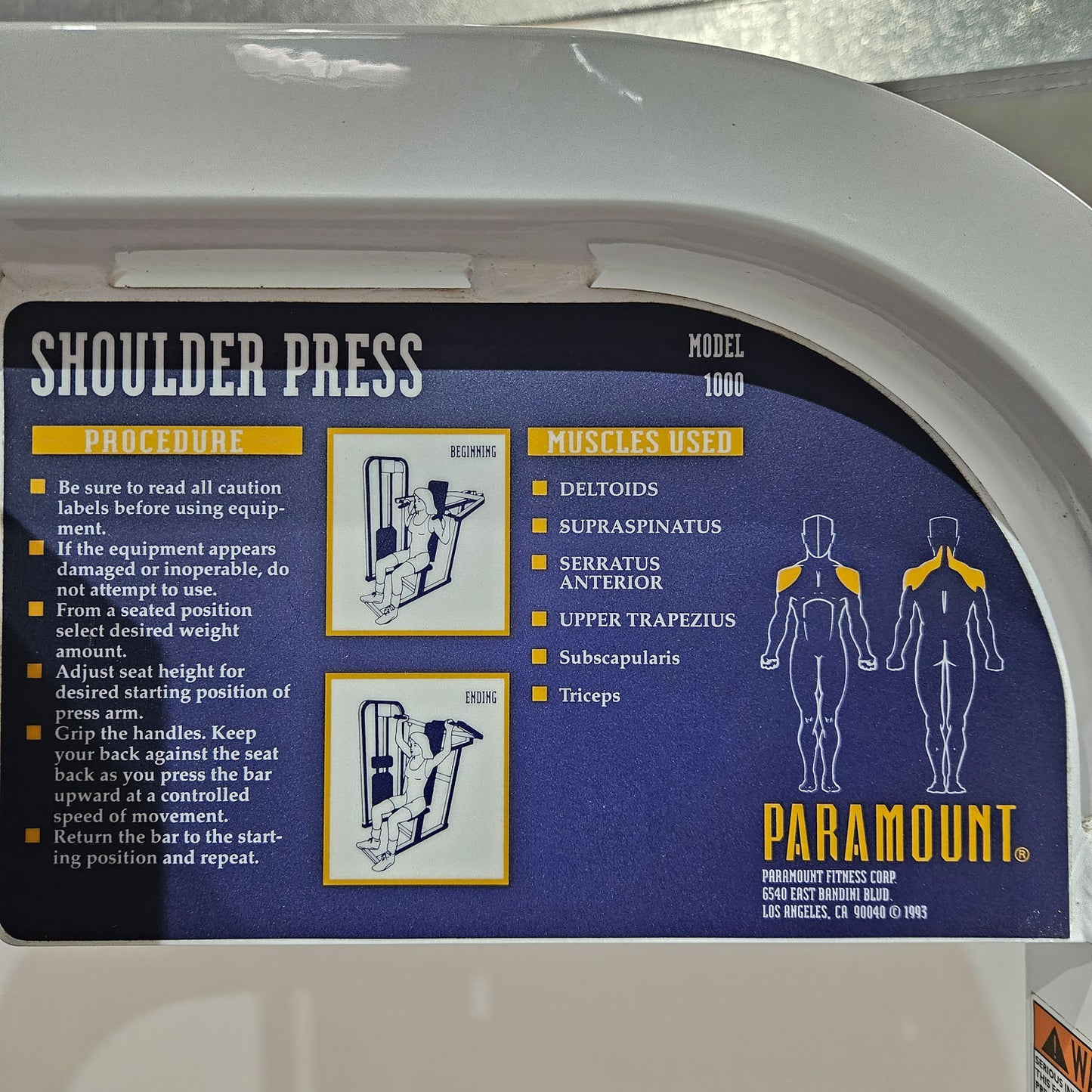 Paramount Shoulder Press Model 1000 - Schulterpresse, Overheadpress, Made in USA, gebraucht - geprüfter Zustand