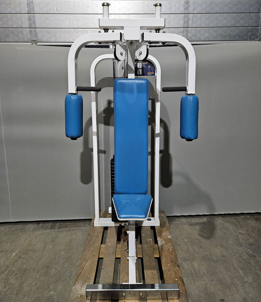 Paramount Vertical Butterfly Model 900 - Pectoral Fly, Pec Fly, Made in USA, Farbe Weiß, Polster Blau, gebraucht - geprüfter Zustand