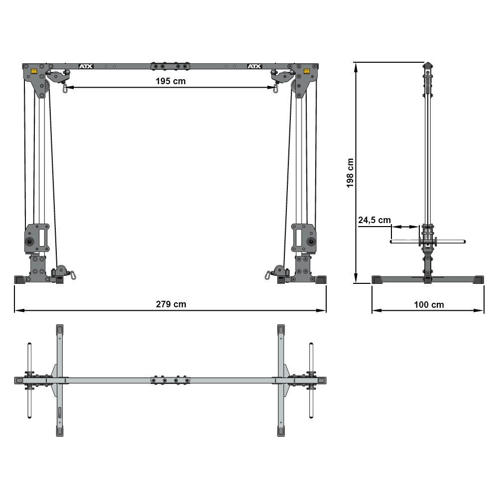 ATX Cable Crossover - Plate load - Height 198 cm - Weight slide with ball bearings