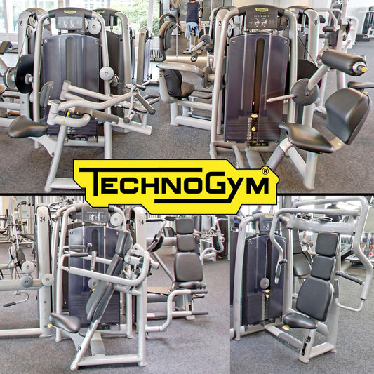 TechnoGym 18 Kraftgeräte im Set, Selection Line, Strength Machines with Stack Weight, Polster Rot, gebraucht - überholter Zustand