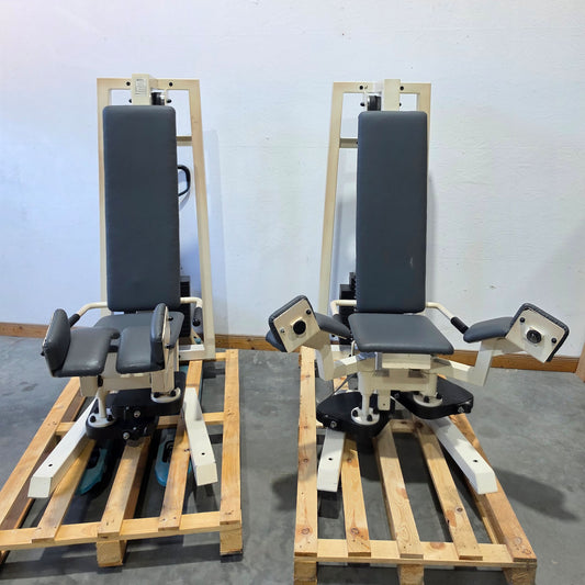 Gym80 - 2er Set = Abduktoren und Adduktorenmaschine, Oldschool Edition oder Classic Line, Hip Abduction und Hip Adduction Set, Rahmenfarbe Weiß, gebraucht mit Gebrauchsspuren