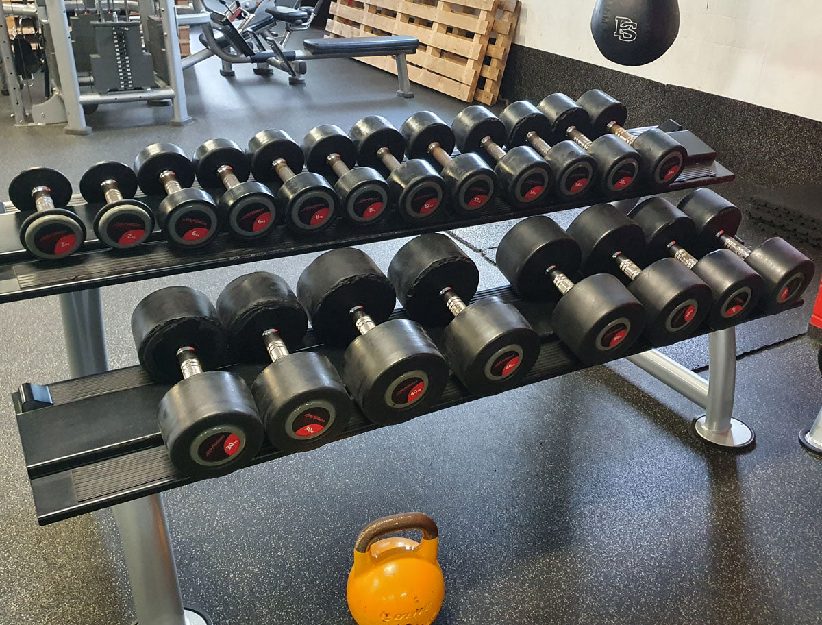 Life Fitness Hantelsatz, gummiert, 2kg bis 40kg in 2kg und 2,5kg Stufen, gebraucht