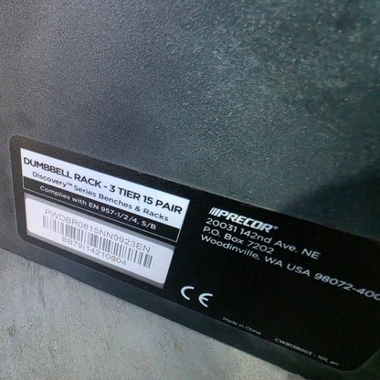Jordan und Ziva Kurzhantelsatz aus Urethane 2,5 bis 50kg in 2,5kg Stufen ( 20 Paare ) Material ähnlich Gummi bzw Polyurethane, INKLUSIVE Precor Kurzhantelablagen, gebraucht - mit Gebrauchsspuren