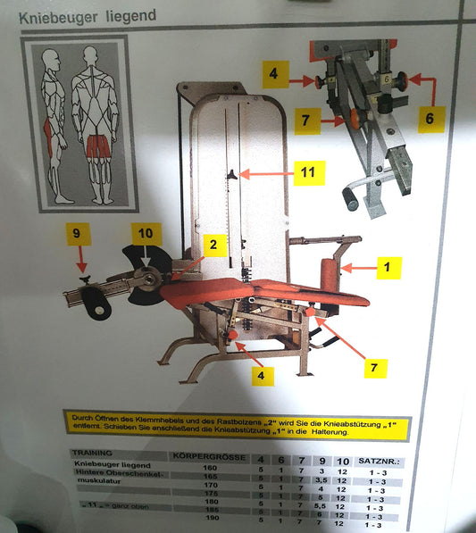 RMA leg extension and leg curl combination machine, sitting and lying, silver, used - refurbished condition