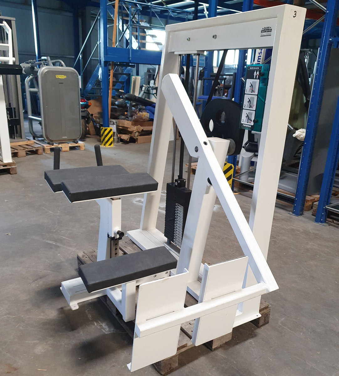 Sportesse buttock machine, gluteus machine standing, glute isolator raise, frame white, used - tested condition