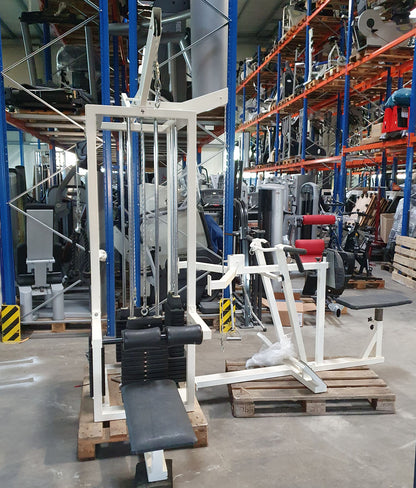 Sportesse 4 station tower, 4 stack multi station, large weight blocks, frame color white, used - tested condition