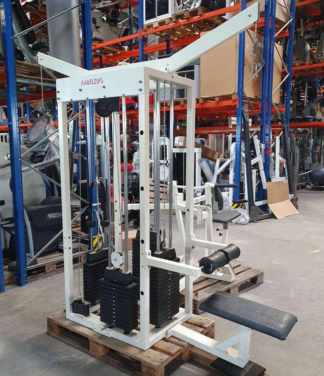 Sportesse 4 station tower, 4 stack multi station, large weight blocks, frame color white, used - tested condition