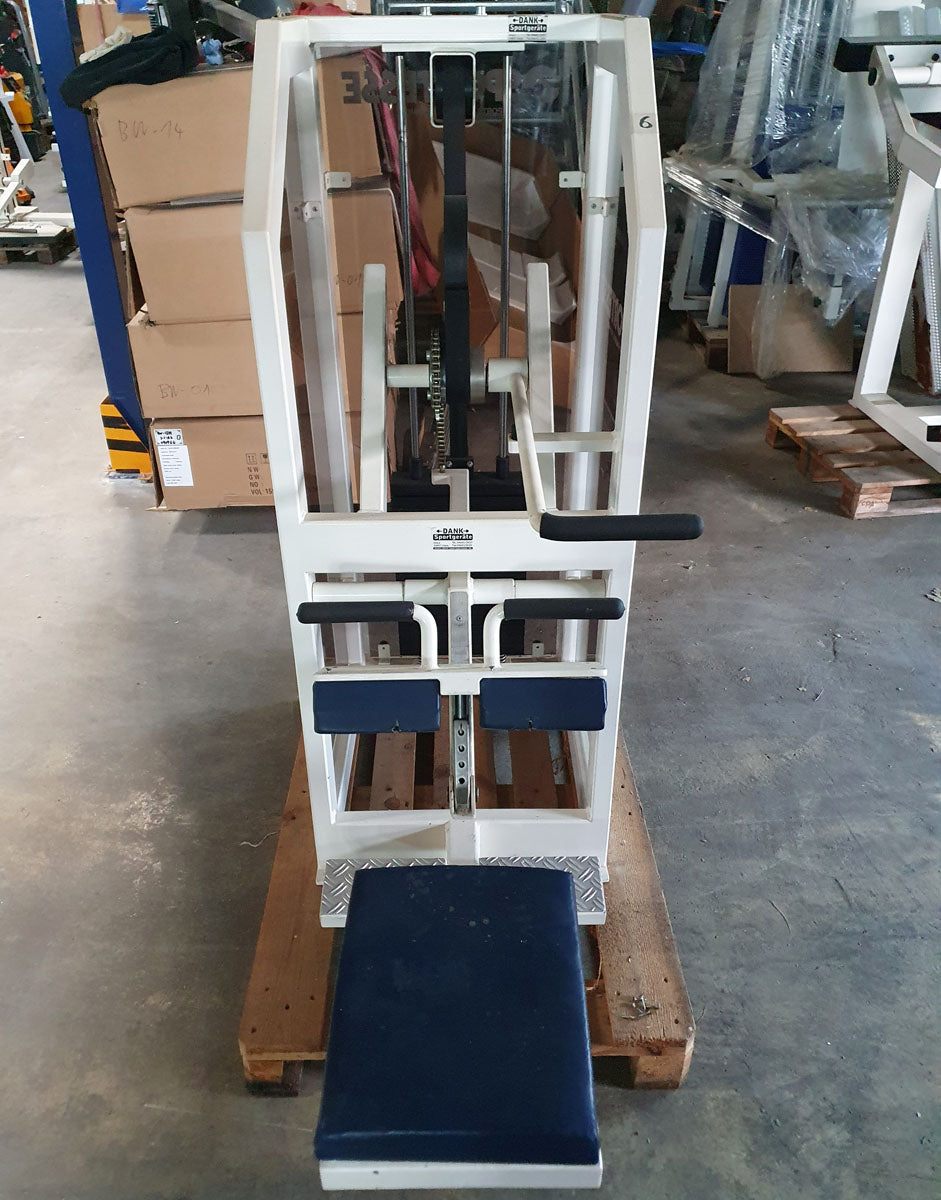 Sportesse calf machine seated, Seated Calf, frame white, upholstery blue, used with signs of wear - tested condition