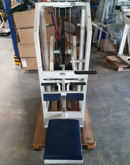Sportesse calf machine seated, Seated Calf, frame white, upholstery blue, used with signs of wear - tested condition