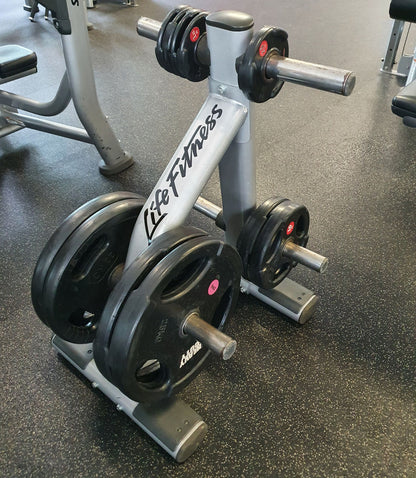 Life Fitness Scheibenständer, 6 Zapfen, Silber, Signature Serie, gebraucht