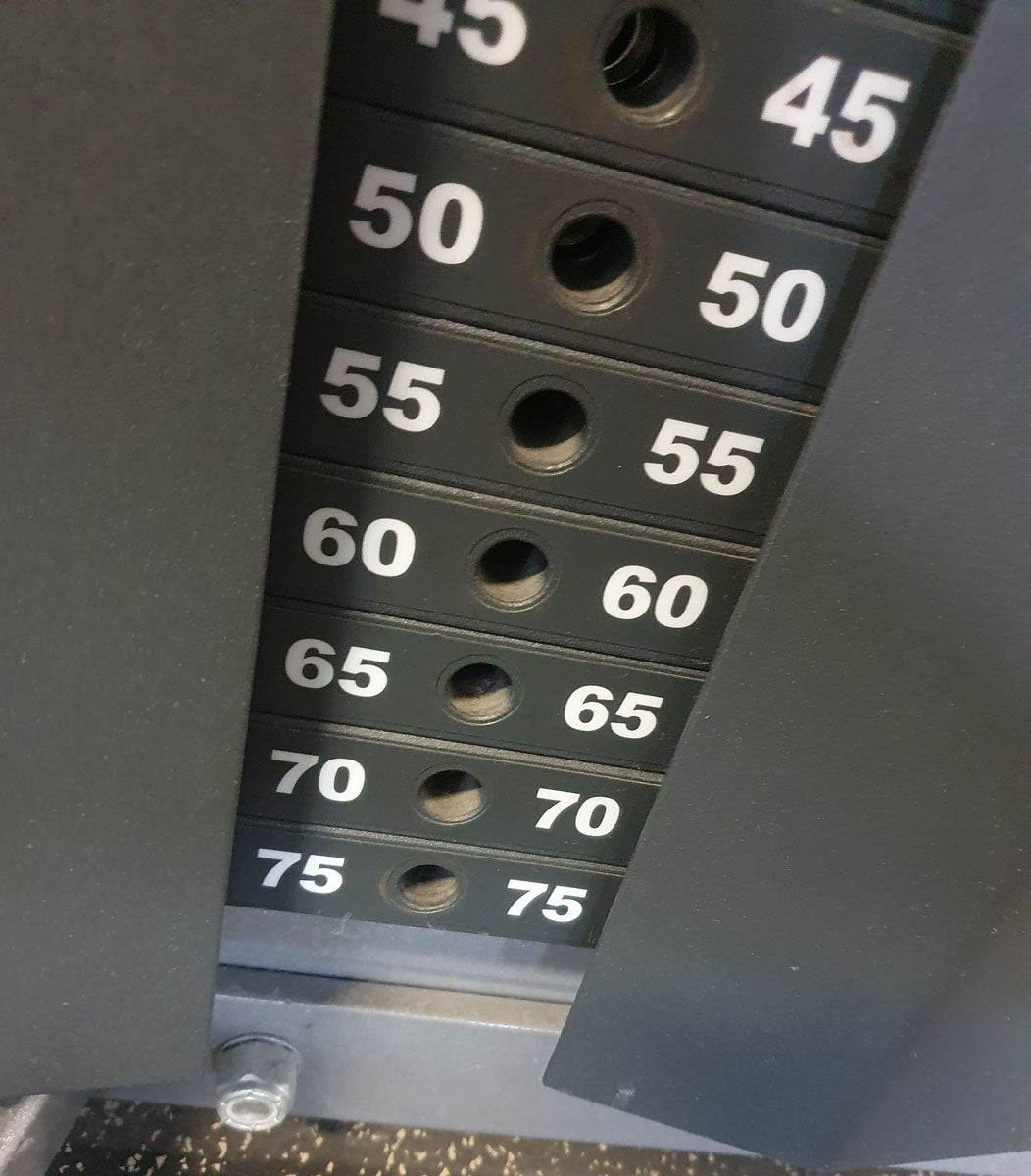 Hammer Strength MTS Schrägbankdrücken Maschine ( nach unten ) - Iso-Lateral Decline Press, Rahmenfarbe Silber, gebraucht - überholter Zustand