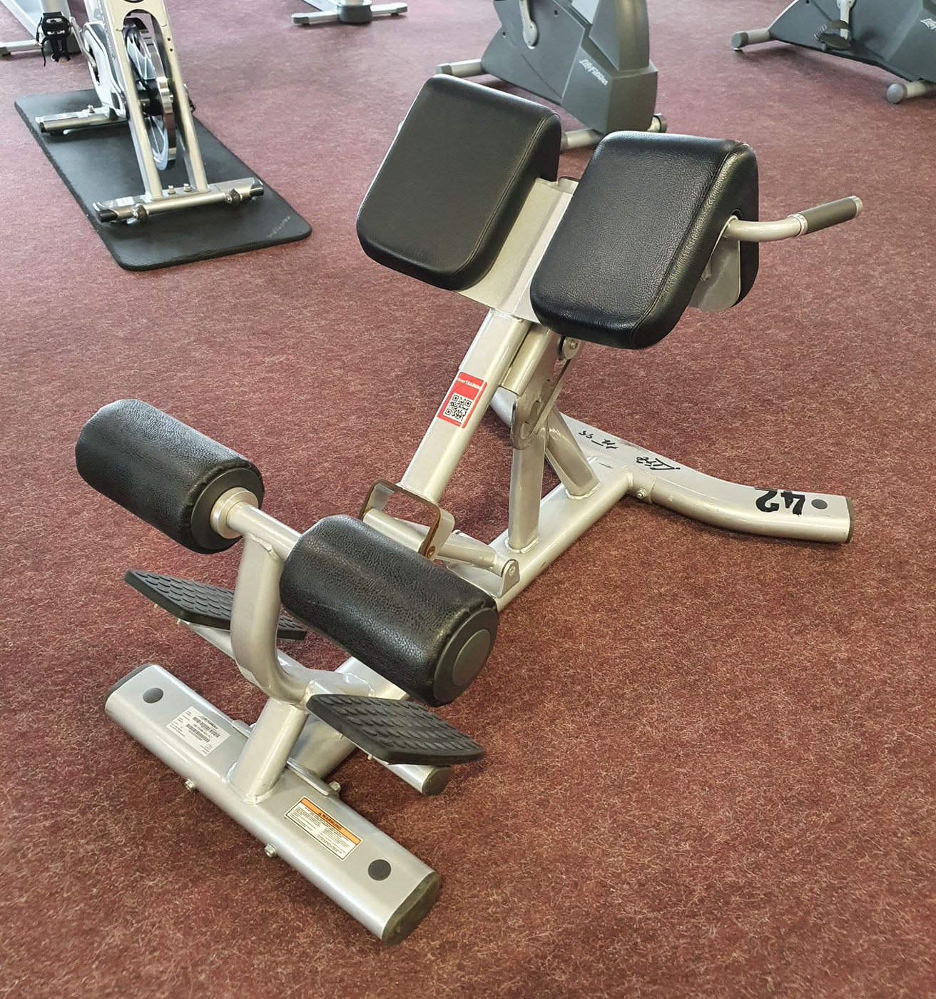 Life Fitness Hyperextension / Back Extension, Silver Frame, Used - Refurbished Condition