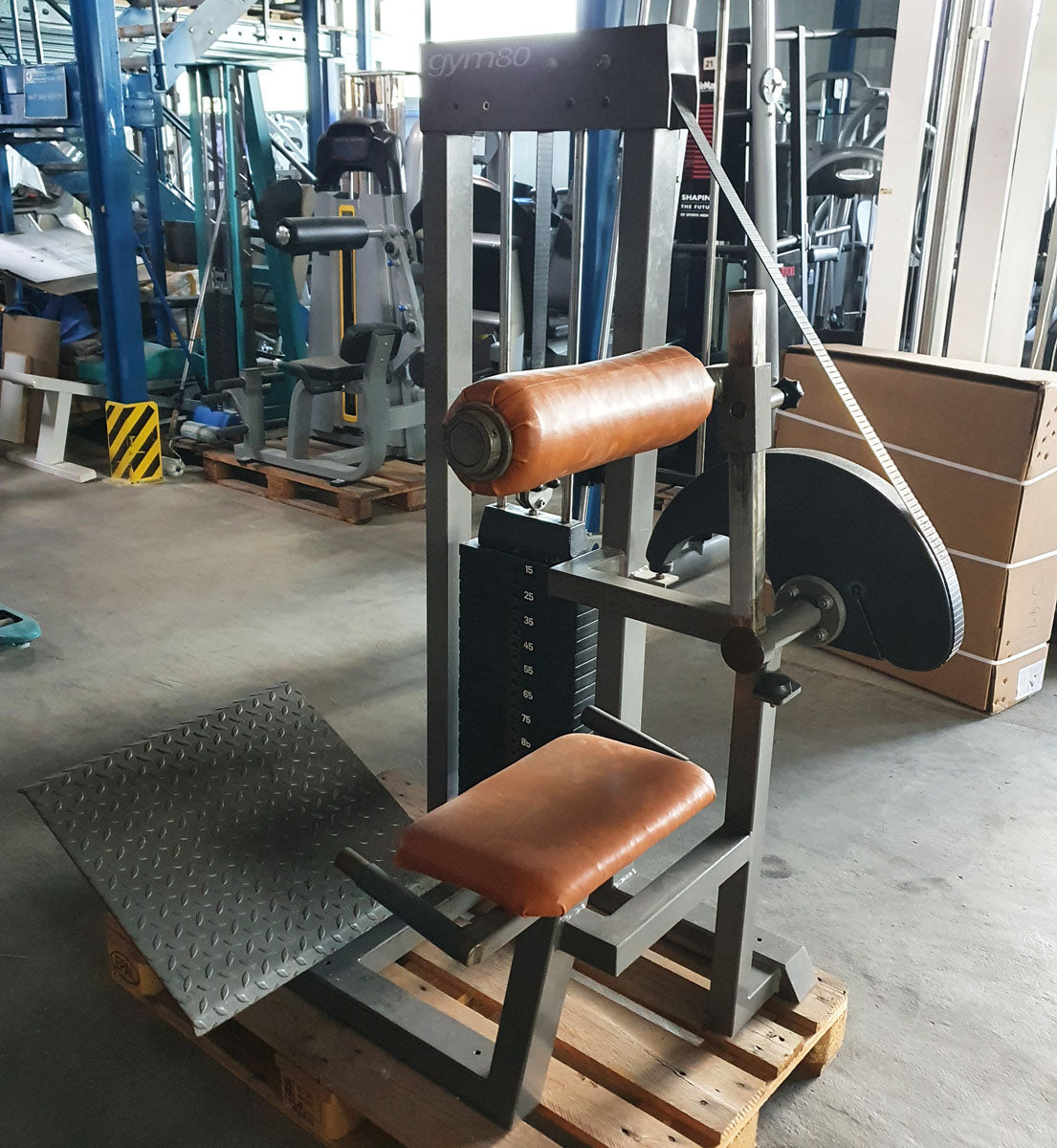 Gym80 back extension machine, hyperextension, back extension, old school, 120kg weight block, used