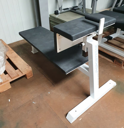 Sportesse Abdominal Bench, Decline/Abdominal Crunch Bench, frame color white, upholstery black/granite, used - tested condition