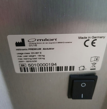 Milon Premium Adductors - Abductor machines, Hip Abductor and Adductor, 2 machines in a set, brushed aluminum housing, used - refurbished condition