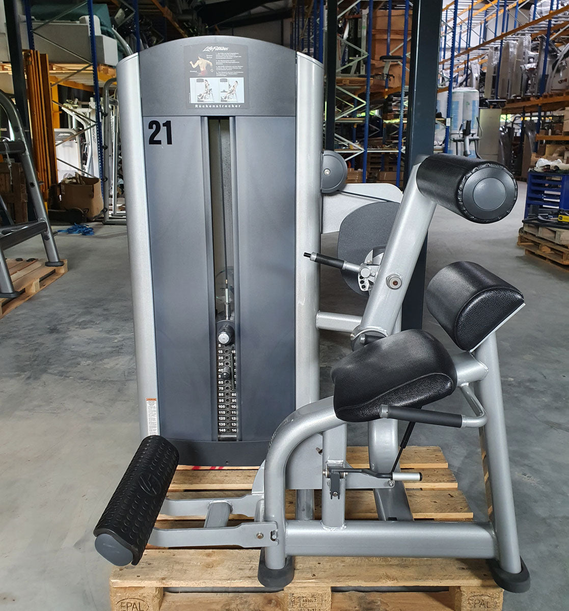 Life Fitness Back Extension, Rückenstreckermaschine, Hyperextension, Signature Series, Rahmenfarbe Silber, Polsterfarbe Schwarz, gebraucht - überholter Zustand