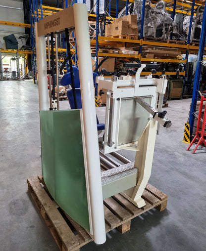 Kaphingst Funktionsstemme, verstellbare Beinpresse, mit Kippkreisel, MPG, Rahmenfarbe Weiß, Polsterfarbe Blau, gebraucht - überholter Zustand