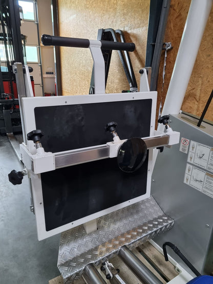 Kaphingst Funktionsstemme, verstellbare Beinpresse, mit Kippkreisel, MPG, Rahmenfarbe Weiß, Polsterfarbe Blau, gebraucht - überholter Zustand