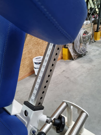 Kaphingst Funktionsstemme, verstellbare Beinpresse, mit Kippkreisel, MPG, Rahmenfarbe Weiß, Polsterfarbe Blau, gebraucht - überholter Zustand
