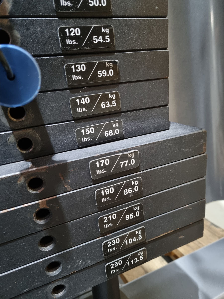 Precor Latzugmaschine von oben, Seilzug Pulldown, Lat Pull, Icarian Line, Rahmenfarbe Silber, gebraucht - überholter Zustand