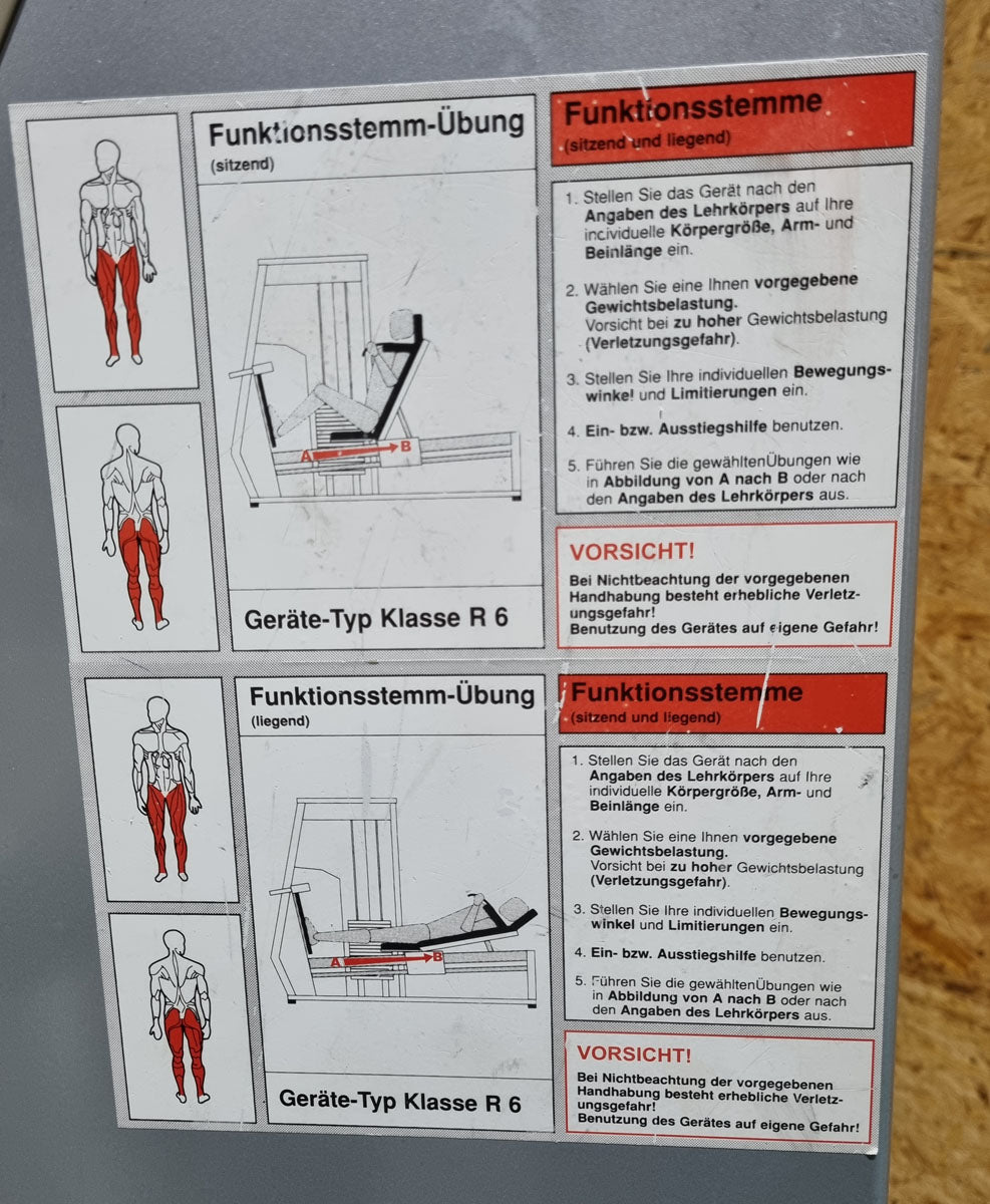Kaphingst Funktionsstemme, verstellbare Beinpresse, mit Kippkreisel, MPG, Rahmenfarbe Weiß, Polsterfarbe Türkis, gebraucht - überholter Zustand