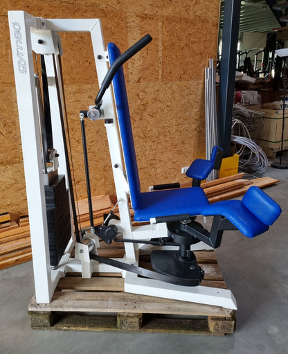 Gym80 Adduktorenmaschine, Hip Adductor, Rahmenfarbe Weiß, Polsterfarbe Blau, gebraucht - überholter Zustand