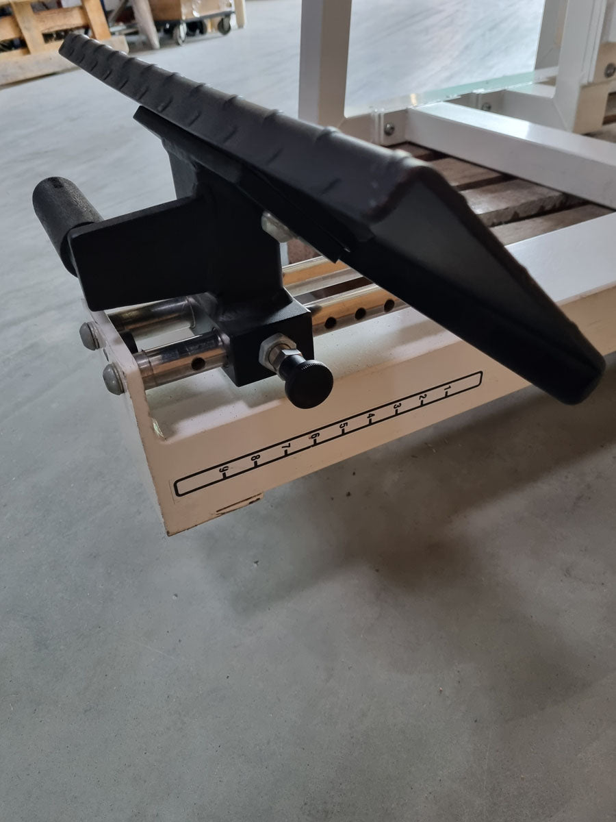 Gym80 Rückenstreckermaschine, Hyperextension, verstellbar, Rahmenfarbe Weiß, Polsterfarbe Blau, gebraucht - überholter Zustand