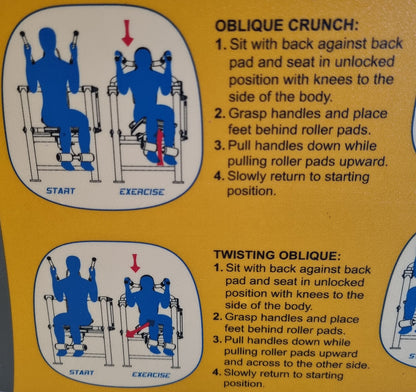 Hoist Roc-Abs Machine, Bauchmaschine Roc it Serie, Abdominal Crunch, Plate loaded, Rotation, Rahmenfarbe Silber, Polsterfarbe Blau, gebraucht - überholter Zustand