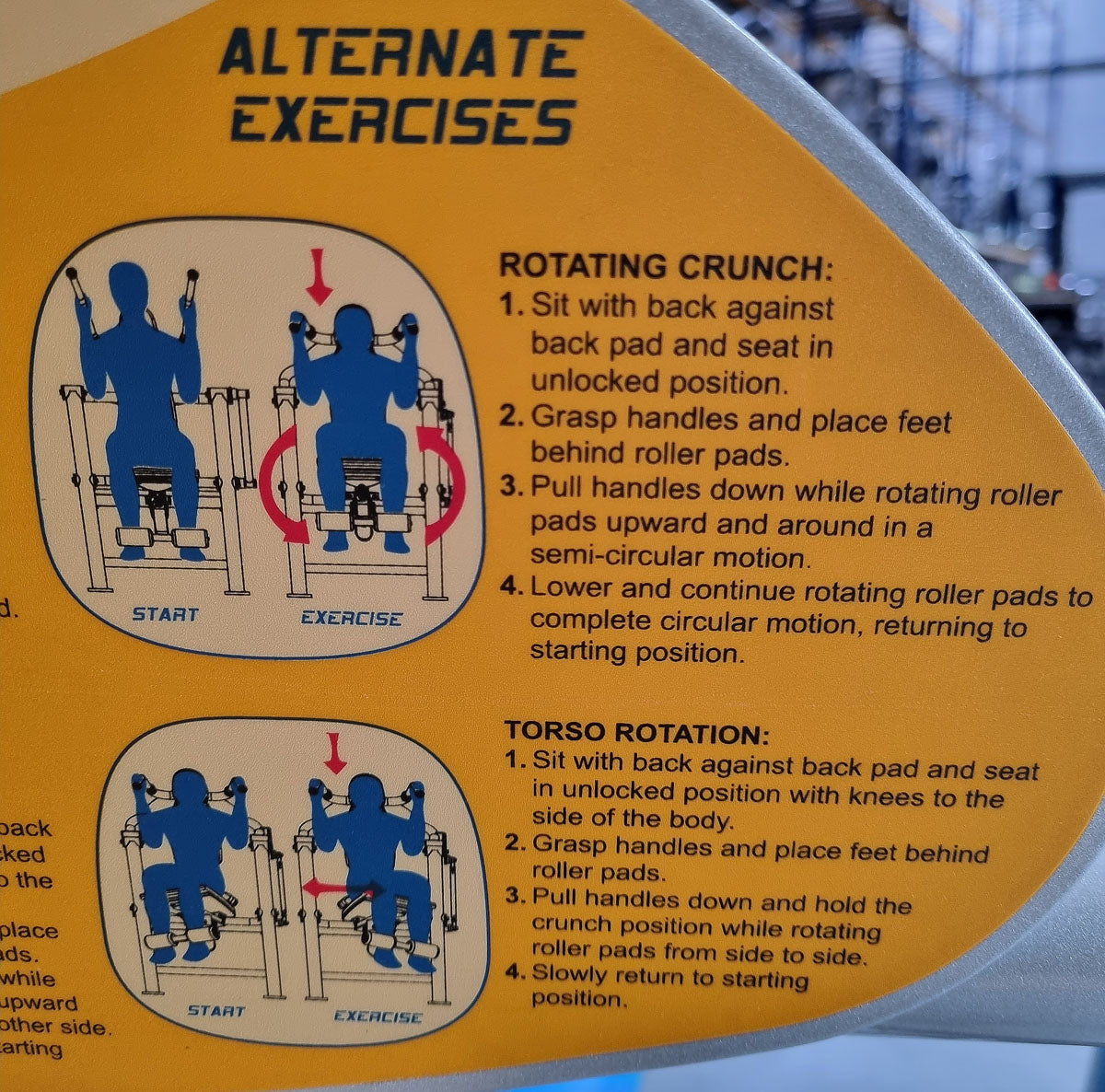 Hoist Roc-Abs Machine, Bauchmaschine Roc it Serie, Abdominal Crunch, Plate loaded, Rotation, Rahmenfarbe Silber, Polsterfarbe Blau, gebraucht - überholter Zustand