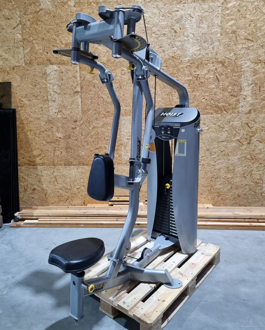 Hoist Dual Series Butterfly and Butterfly Reverse - 2 in 1 combination machine, HD-3900 with rotating handles, frame color silver, upholstery color black, used - overhauled condition