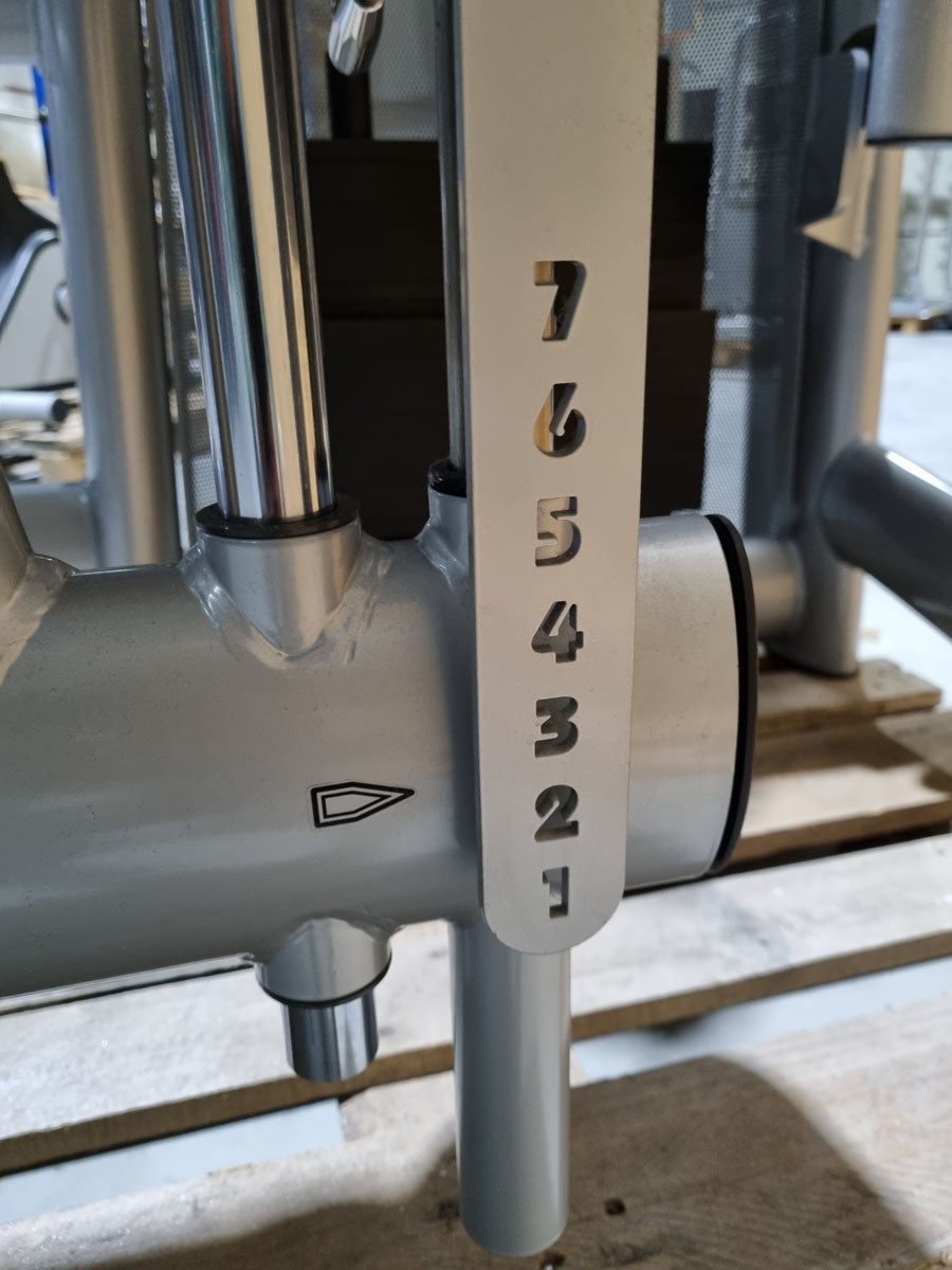 Gym80 Gluteus Kick Kneeling 3004 Sygnum, butt machine, frame color silver, upholstery color orange, used - refurbished condition