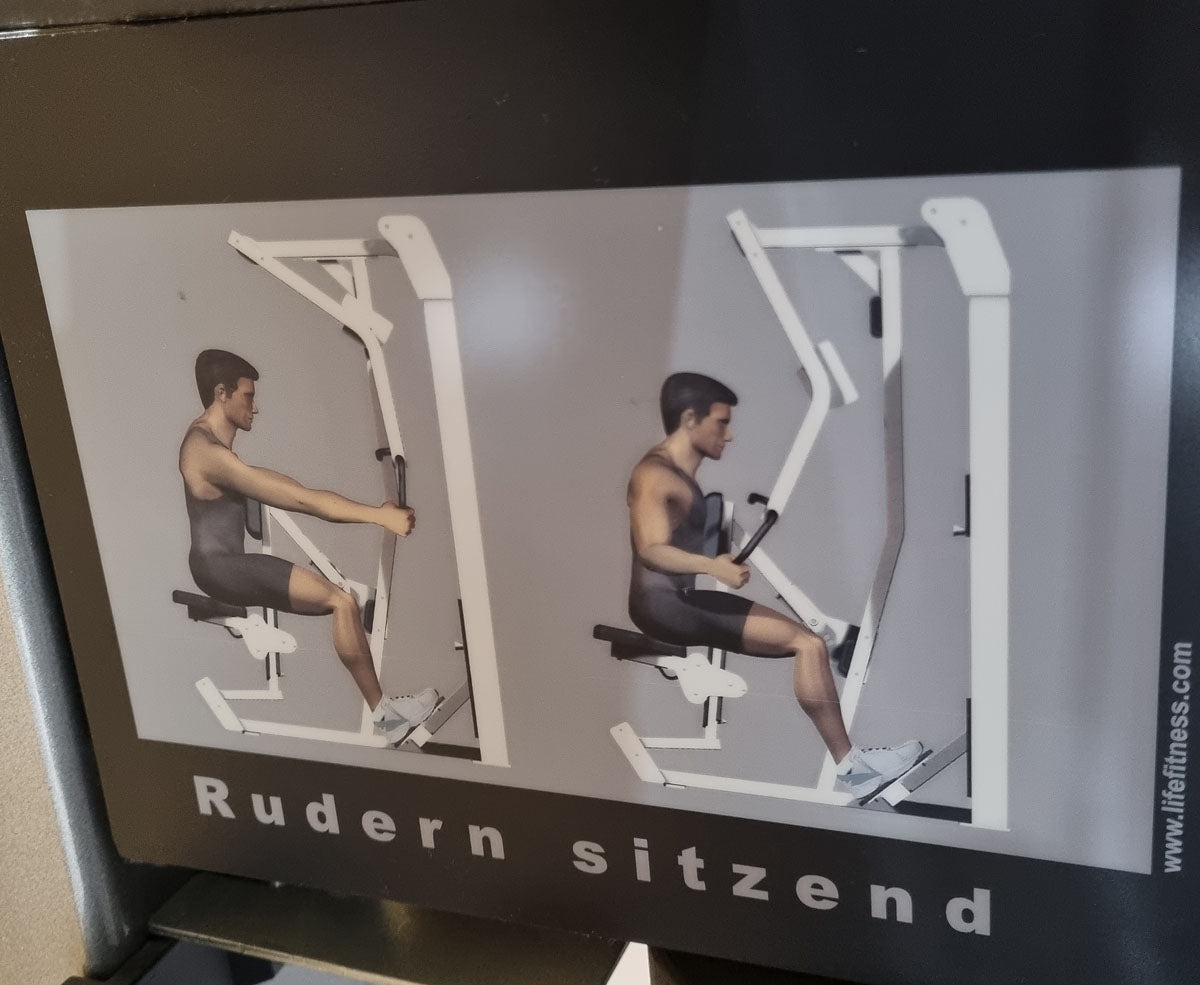 Life Fitness Rudern mit Bruststütze, Row, Pro2 Serie, Rahmenfarbe Silber, Polsterfarbe Rot, gebraucht - überholter Zustand