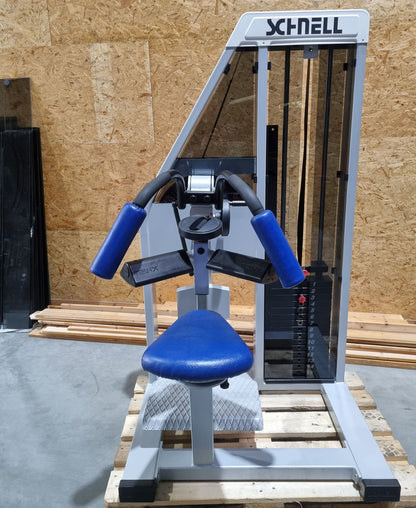 Schnell Seitneige-Maschine, Lateral Flexion, Lat Flex, Rahmenfarbe Silber, Polsterfarbe Blau, gebraucht - überholter Zustand