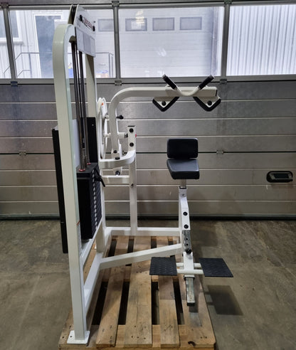 Life Fitness Pro 2 Bauchmaschine, Ab Crunch, Bauchbeuger, Abdominal Crunch, Rahmenfarbe Weiß, Polsterfarbe Schwarz, gebraucht - überholter Zustand