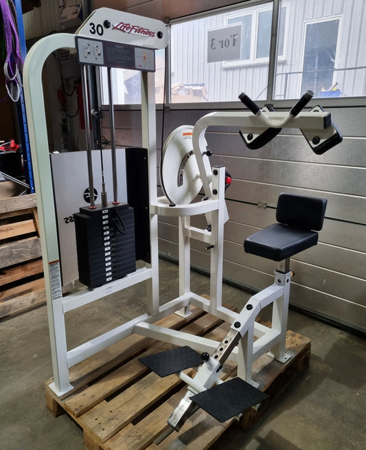 Life Fitness Pro 2 Ab Crunch Machine, Abdominal Crunch, Abdominal Curl, Abdominal Crunch, Frame Color White, Upholstery Color Black, Used - Refurbished Condition