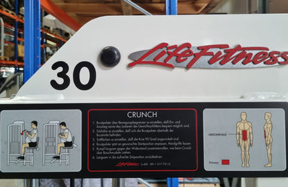 Life Fitness Pro 2 Bauchmaschine, Ab Crunch, Bauchbeuger, Abdominal Crunch, Rahmenfarbe Weiß, Polsterfarbe Schwarz, gebraucht - überholter Zustand