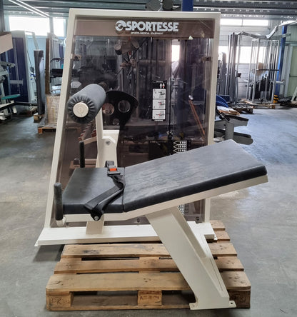 Sportesse Hip and Back Machine, hip and back extension machine, upholstery color black, frame color white, used - tested condition