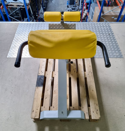 SVG Hyperextension 45° - Rückenstreckerbank, verstellbar, Rahmenfarbe Silber, Polsterfarbe Gelb, gebraucht - überholter Zustand