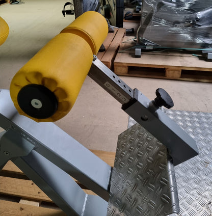 SVG Hyperextension 45° - Rückenstreckerbank, verstellbar, Rahmenfarbe Silber, Polsterfarbe Gelb, gebraucht - überholter Zustand