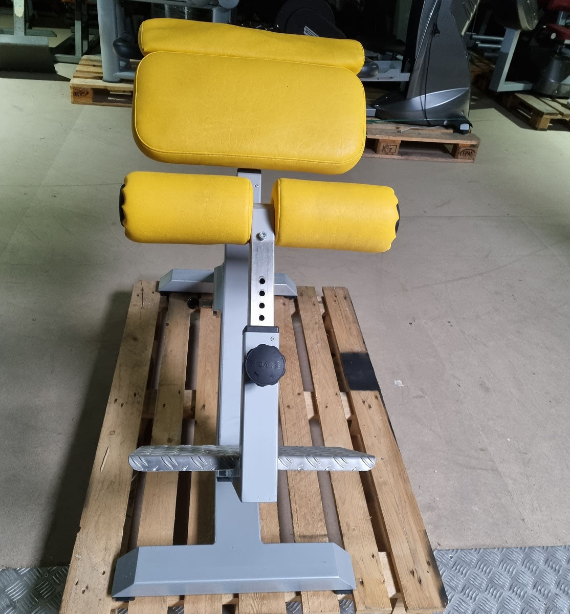 SVG Hyperextension 45° - Rückenstreckerbank, verstellbar, Rahmenfarbe Silber, Polsterfarbe Gelb, gebraucht - überholter Zustand