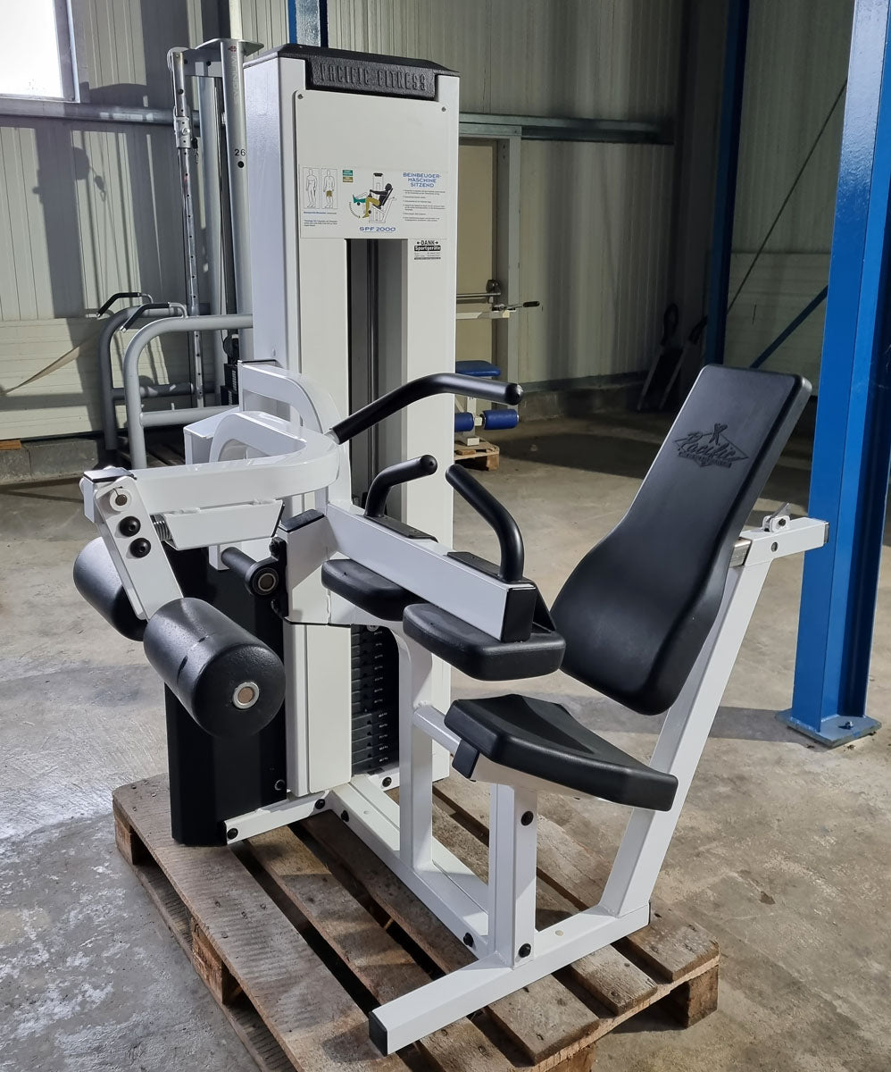 Stairmaster leg curl, seated, white, used, Pacific