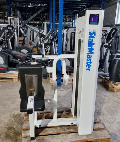 Stairmaster leg curl, seated, white, used, Pacific