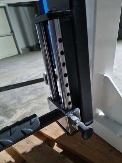 Gym80 standing buttock machine, gluteus machine, glutes kick radial, Edition Line, frame white, upholstery dark brown, used - refurbished condition