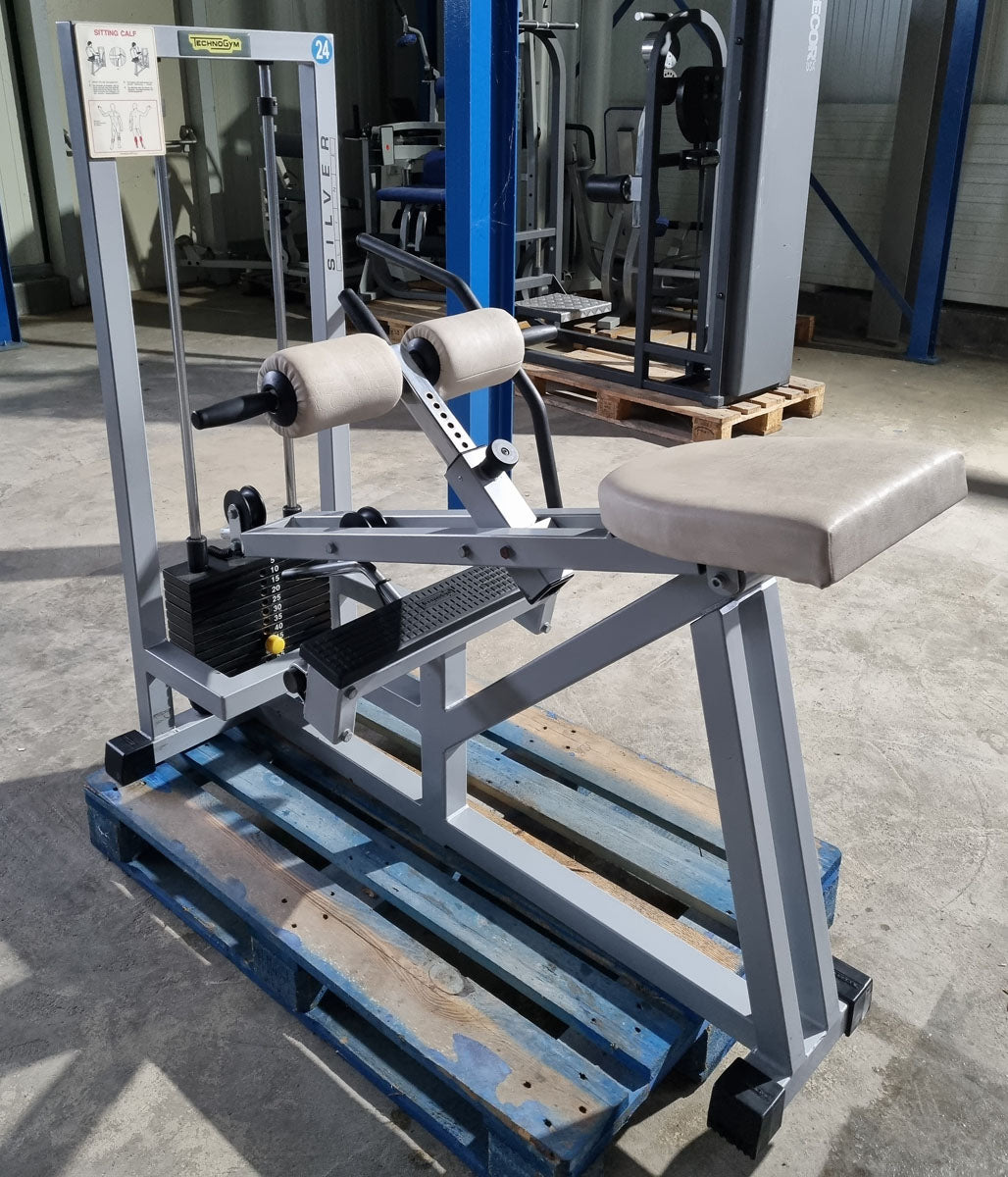 Technogym Seated Calf Sitting Calf Machine, Sitting Calf, Silverline, Oldschool, Frame color silver, used with signs of wear
