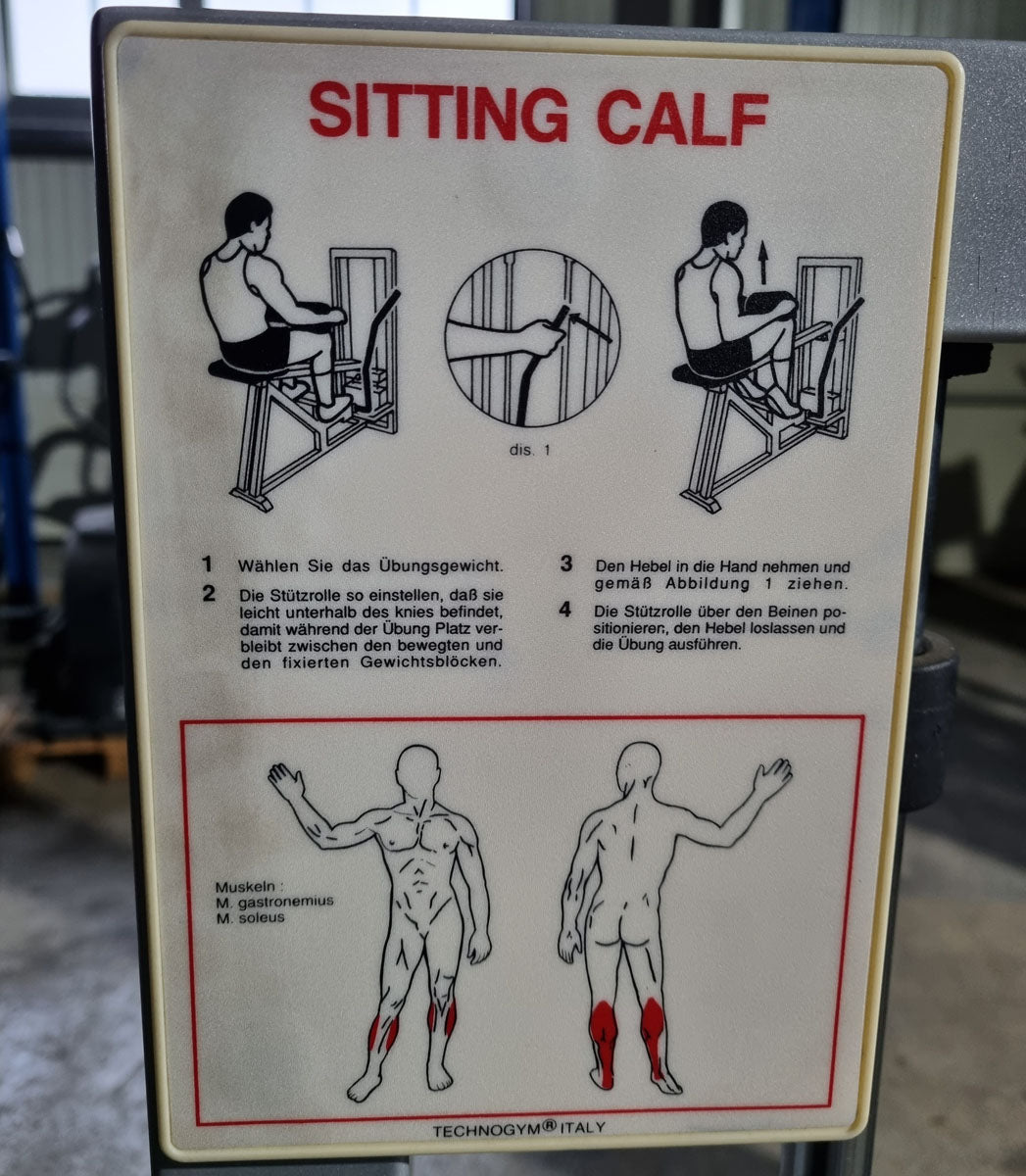 Technogym Seated Calf Sitting Calf Machine, Sitting Calf, Silverline, Oldschool, Frame color silver, used with signs of wear